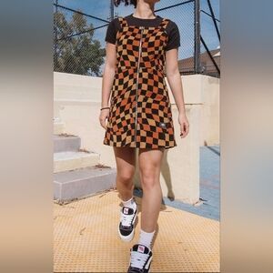 Vans jagger checkered corduroy zipper mini dress